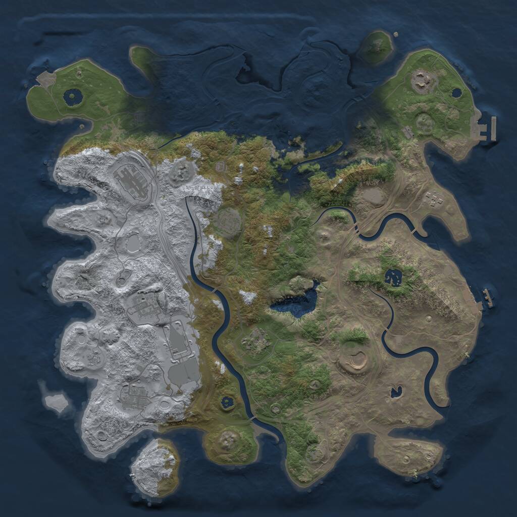 Rust Map: Procedural Map, Size: 4300, Seed: 69698369, 16 Monuments
