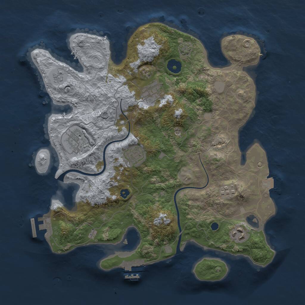 Rust Map: Procedural Map, Size: 3250, Seed: 631950966, 11 Monuments