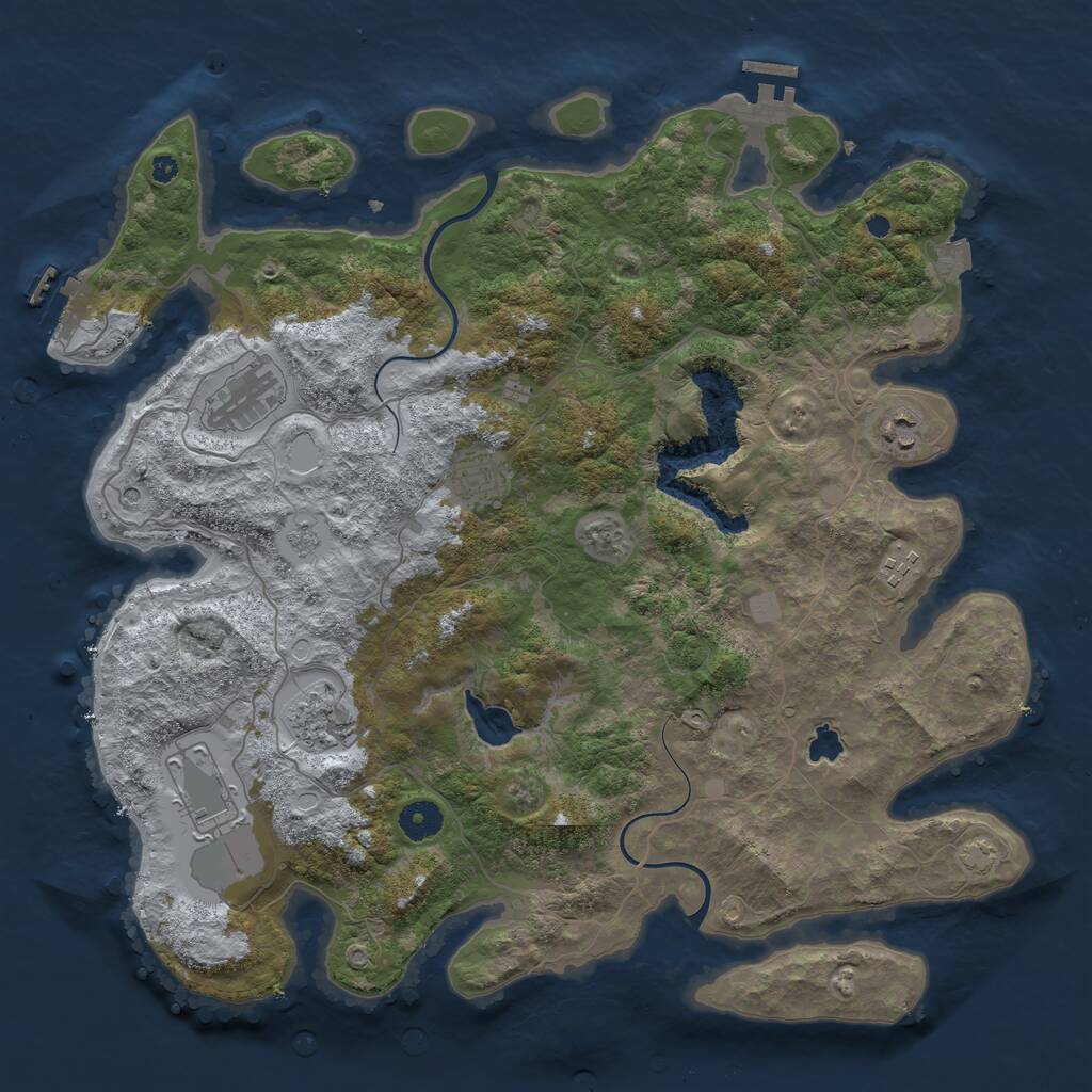 Rust Map: Procedural Map, Size: 4000, Seed: 6969697, 12 Monuments