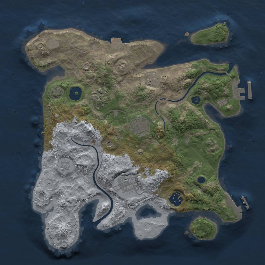 Rust Map: Procedural Map, Size: 3000, Seed: 324243462, 11 Monuments