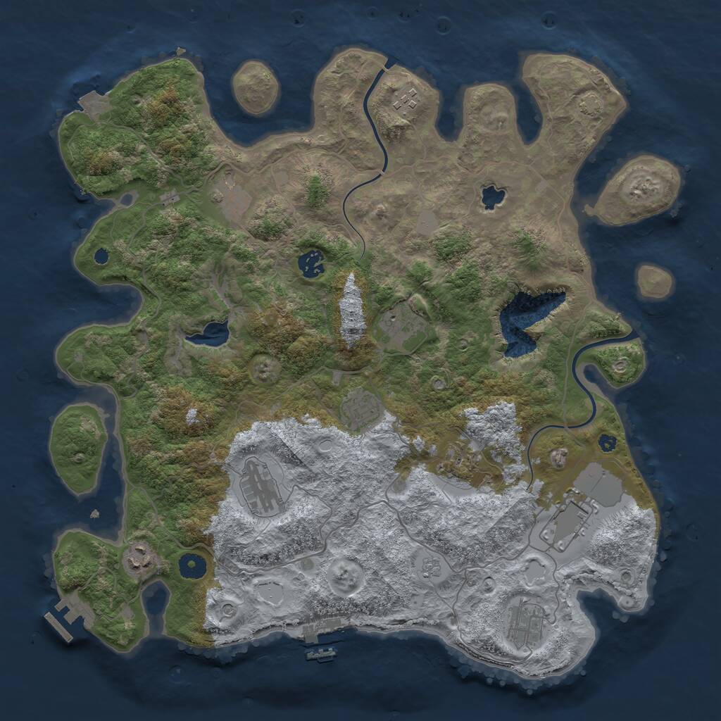 Rust Map: Procedural Map, Size: 4000, Seed: 52542315, 16 Monuments