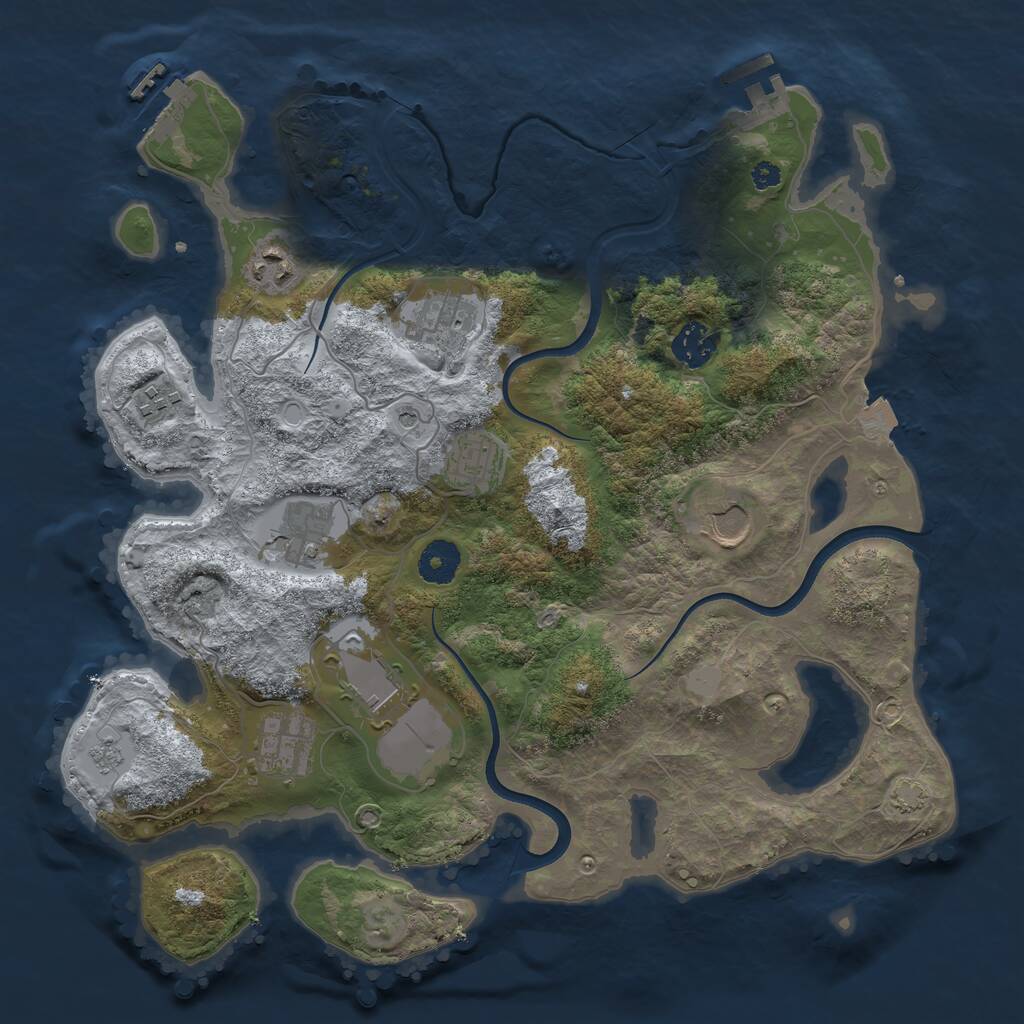 Rust Map: Procedural Map, Size: 3600, Seed: 740956449, 15 Monuments