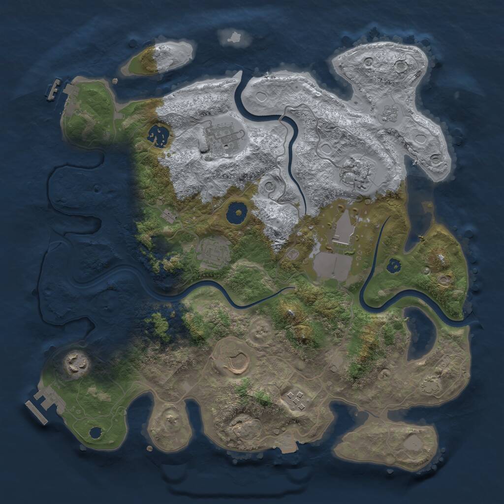 Rust Map: Procedural Map, Size: 3500, Seed: 1858861, 14 Monuments