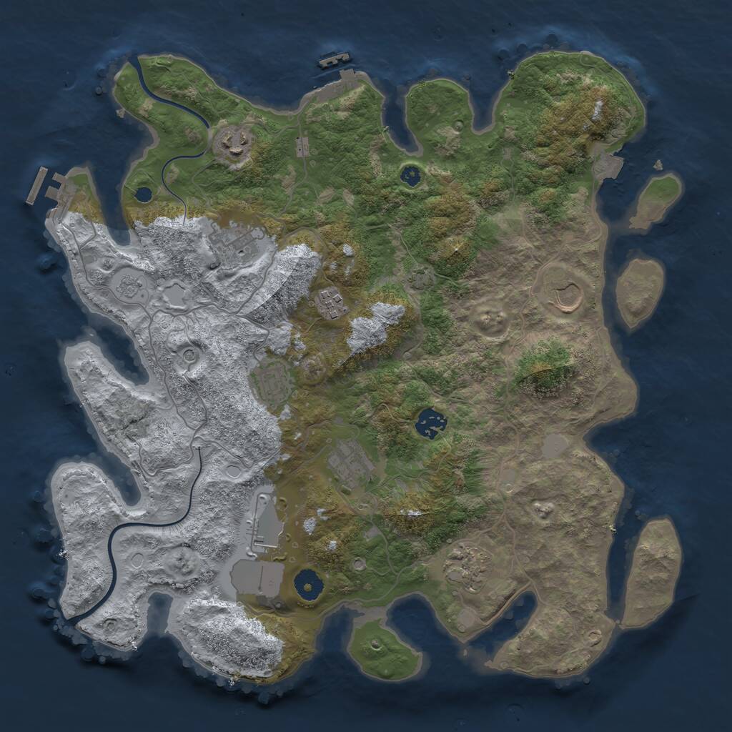 Rust Map: Procedural Map, Size: 3750, Seed: 630217798, 15 Monuments