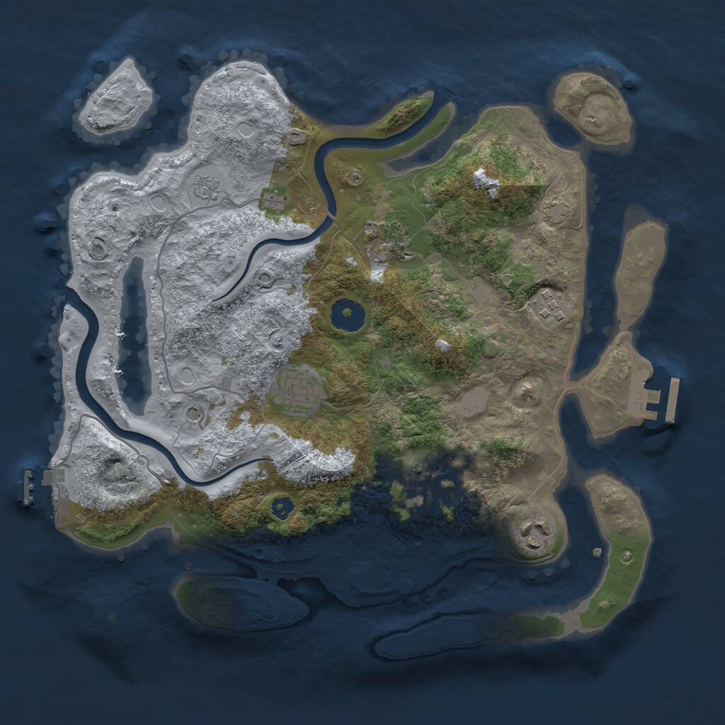 Rust Map: Procedural Map, Size: 3250, Seed: 77777, 11 Monuments