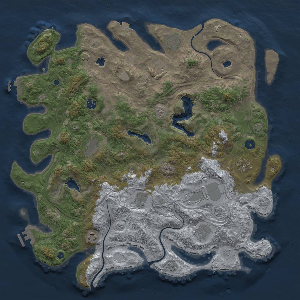 Rust Map: Procedural Map, Size: 4500, Seed: 1718, 16 Monuments