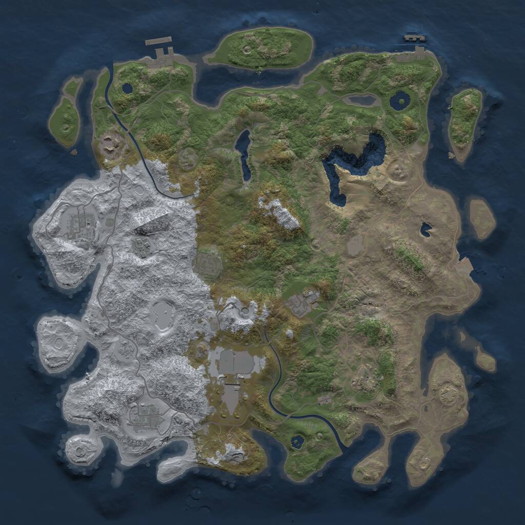 Rust Map: Procedural Map, Size: 4000, Seed: 639280843, 14 Monuments