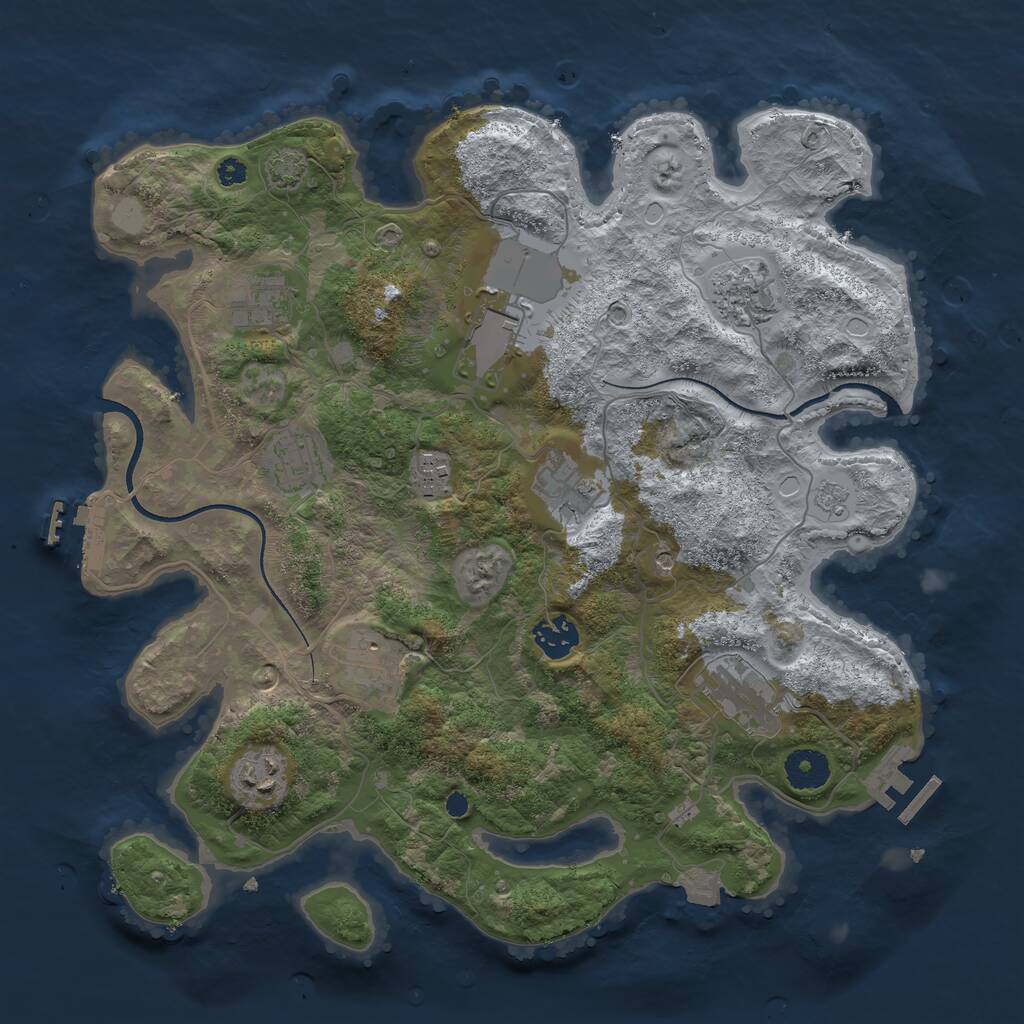 Rust Map: Procedural Map, Size: 3600, Seed: 3003, 16 Monuments