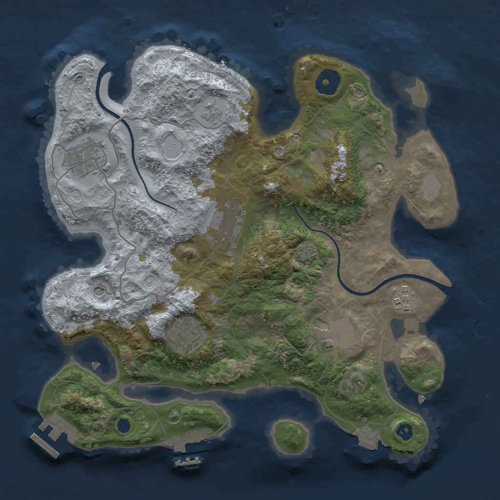 Rust Map: Procedural Map, Size: 3000, Seed: 2638519, 11 Monuments