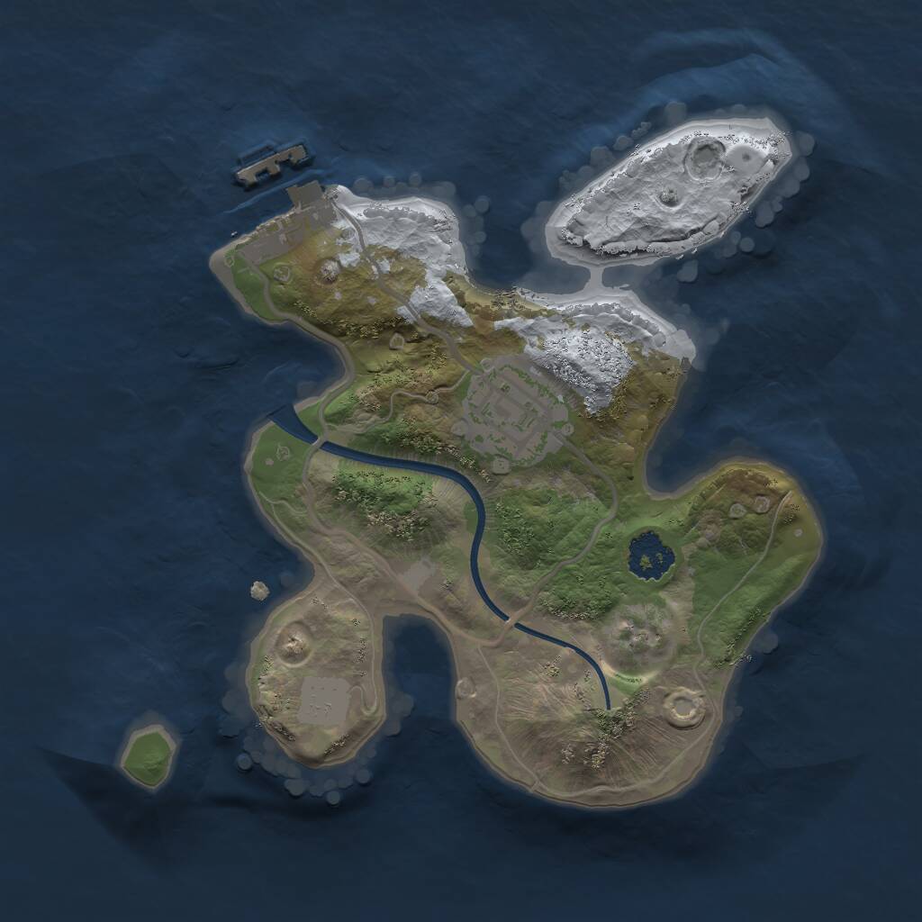 Rust Map: Procedural Map, Size: 2000, Seed: 1870792473, 3 Monuments