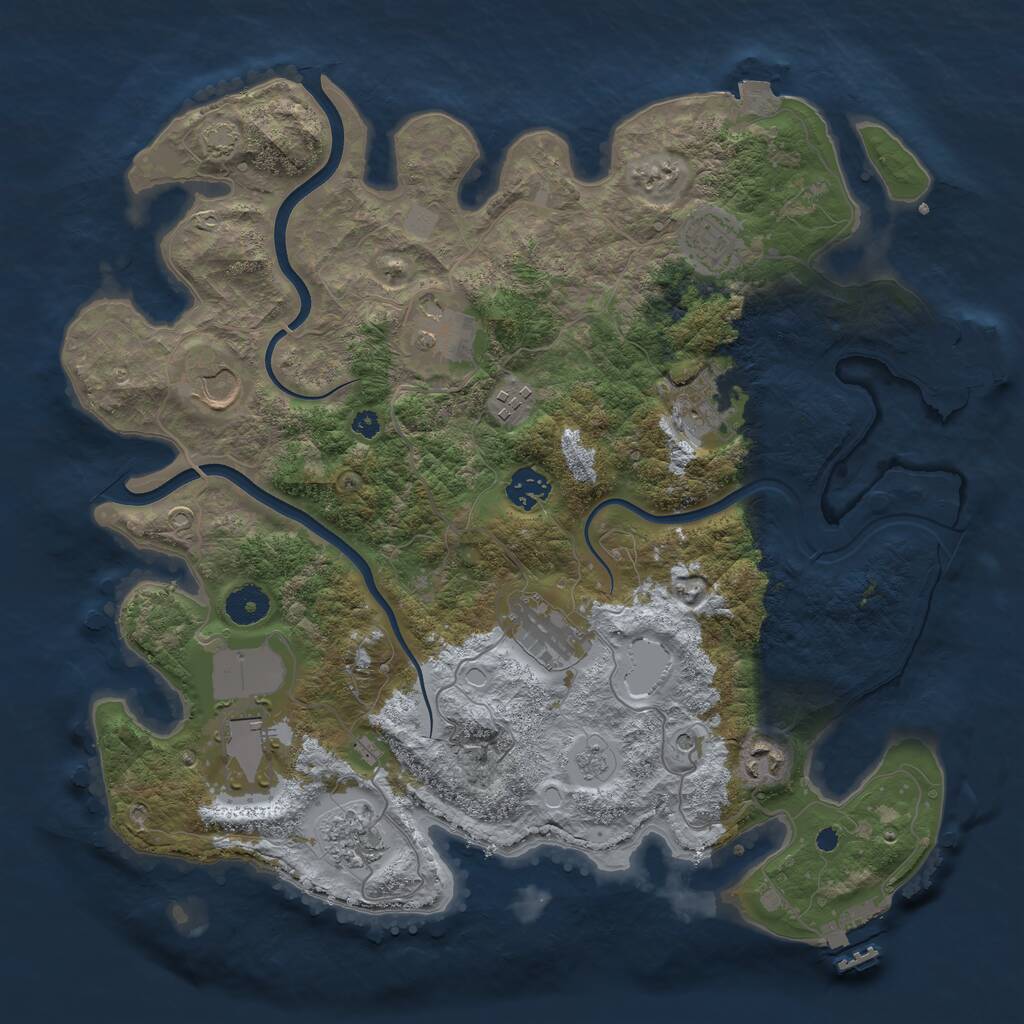 Rust Map: Procedural Map, Size: 3750, Seed: 861540396, 16 Monuments