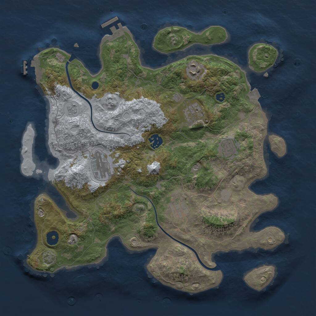 Rust Map: Procedural Map, Size: 3500, Seed: 1103972979, 12 Monuments