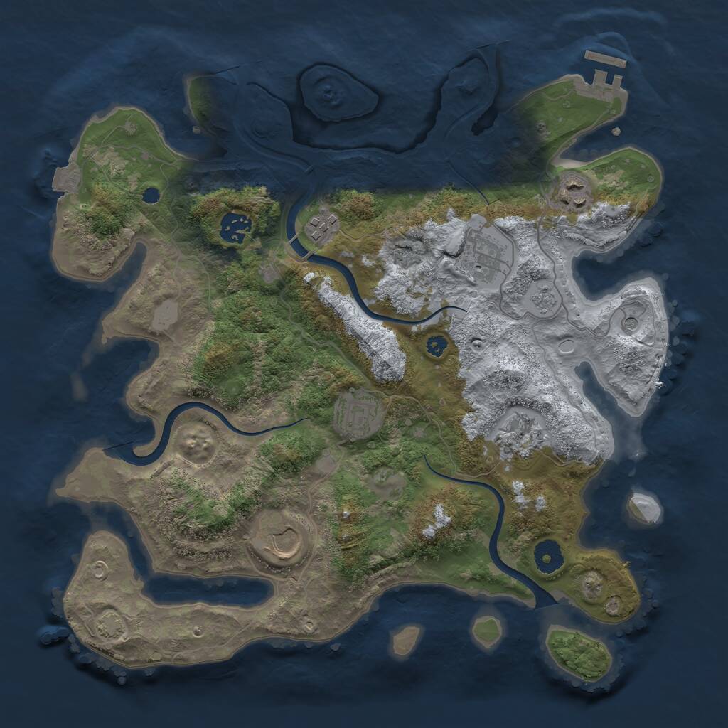 Rust Map: Procedural Map, Size: 3500, Seed: 686582634, 12 Monuments