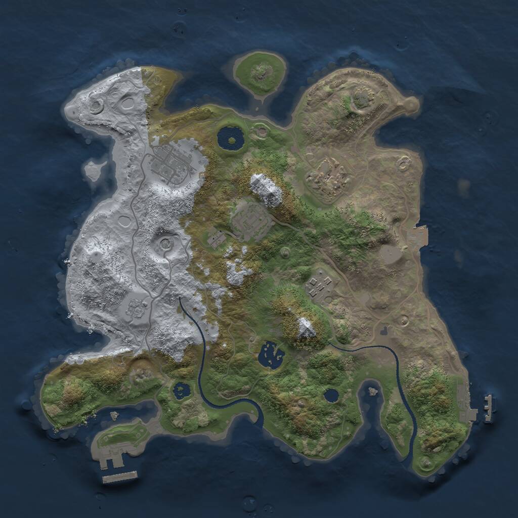 Rust Map: Procedural Map, Size: 3000, Seed: 36672, 11 Monuments