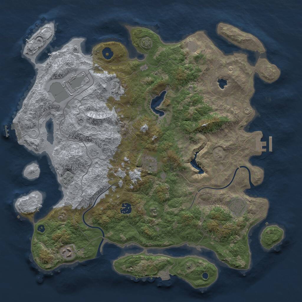 Rust Map: Procedural Map, Size: 4000, Seed: 874262171, 13 Monuments