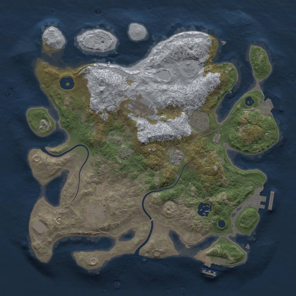 Rust Map: Procedural Map, Size: 3200, Seed: 142754656, 10 Monuments