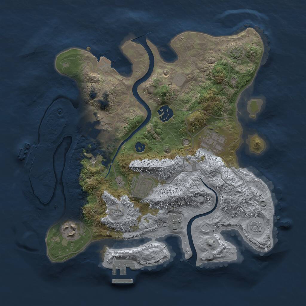 Rust Map: Procedural Map, Size: 3000, Seed: 1053420719, 12 Monuments