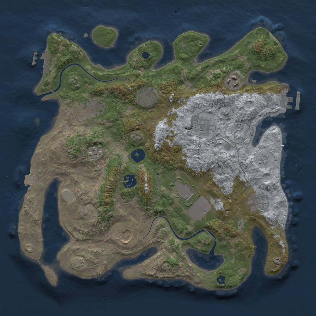 Rust Map: Procedural Map, Size: 3500, Seed: 544990689, 15 Monuments