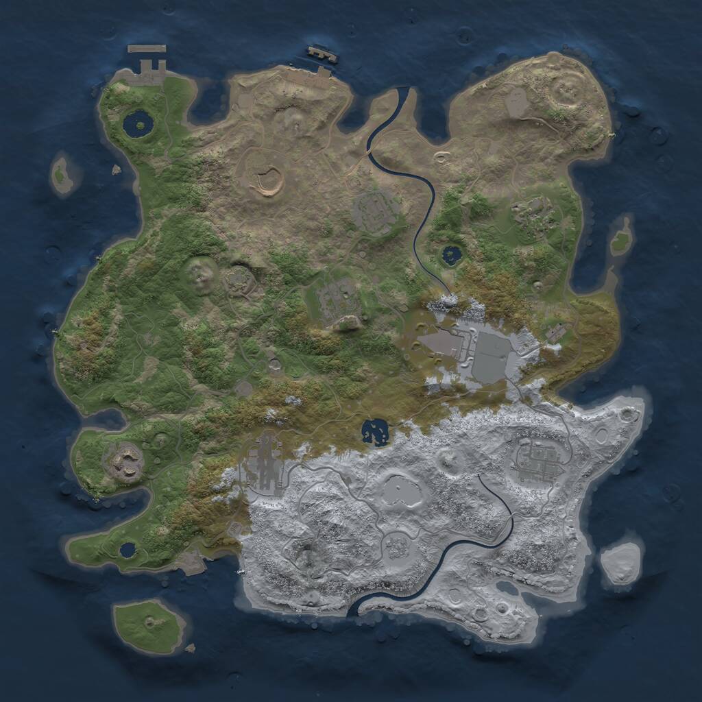Rust Map: Procedural Map, Size: 3700, Seed: 1935286143, 15 Monuments