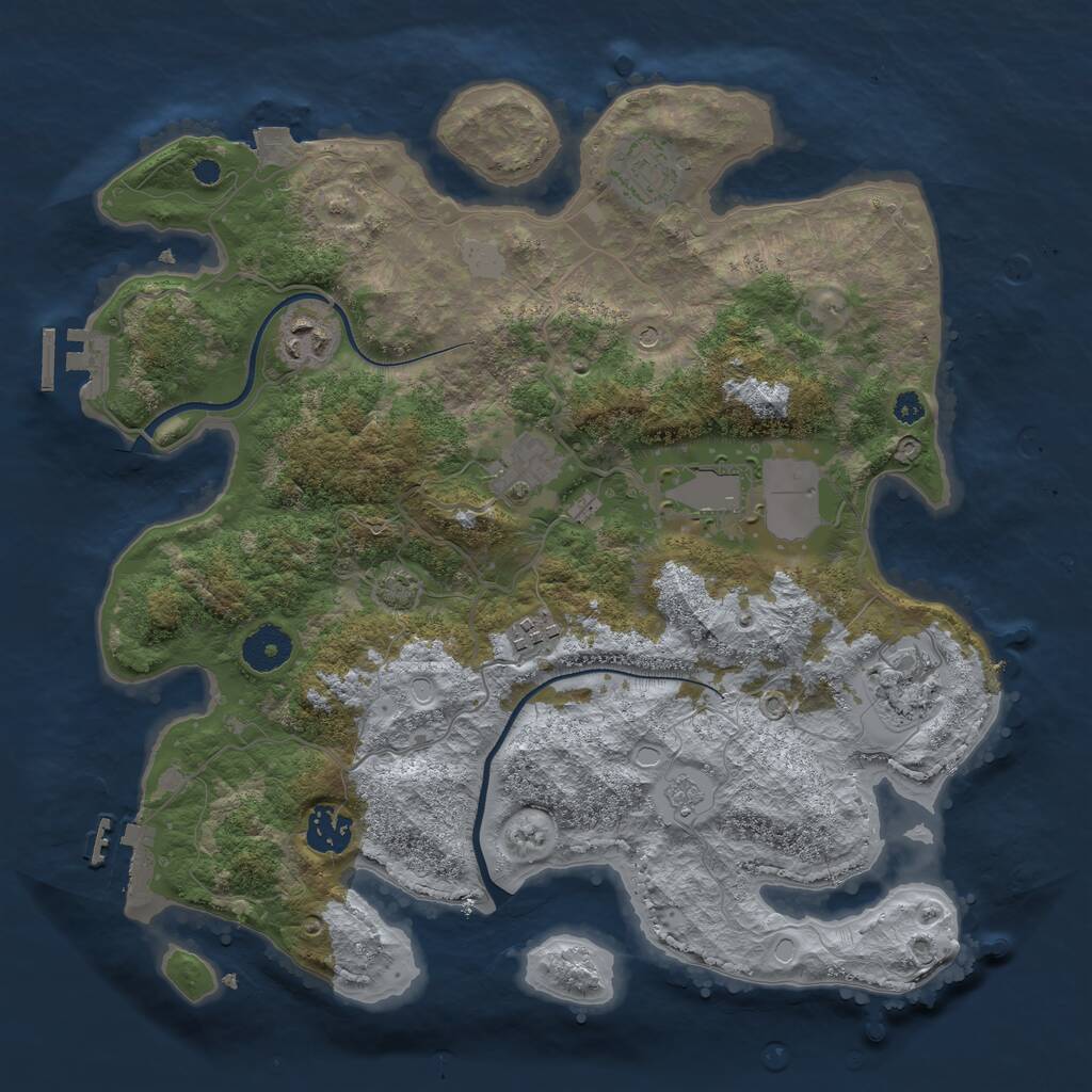 Rust Map: Procedural Map, Size: 3500, Seed: 2037076544, 13 Monuments