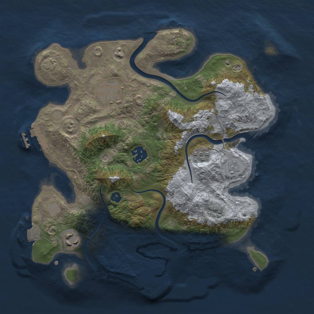 Rust Map: Procedural Map, Size: 3000, Seed: 1269135515, 10 Monuments