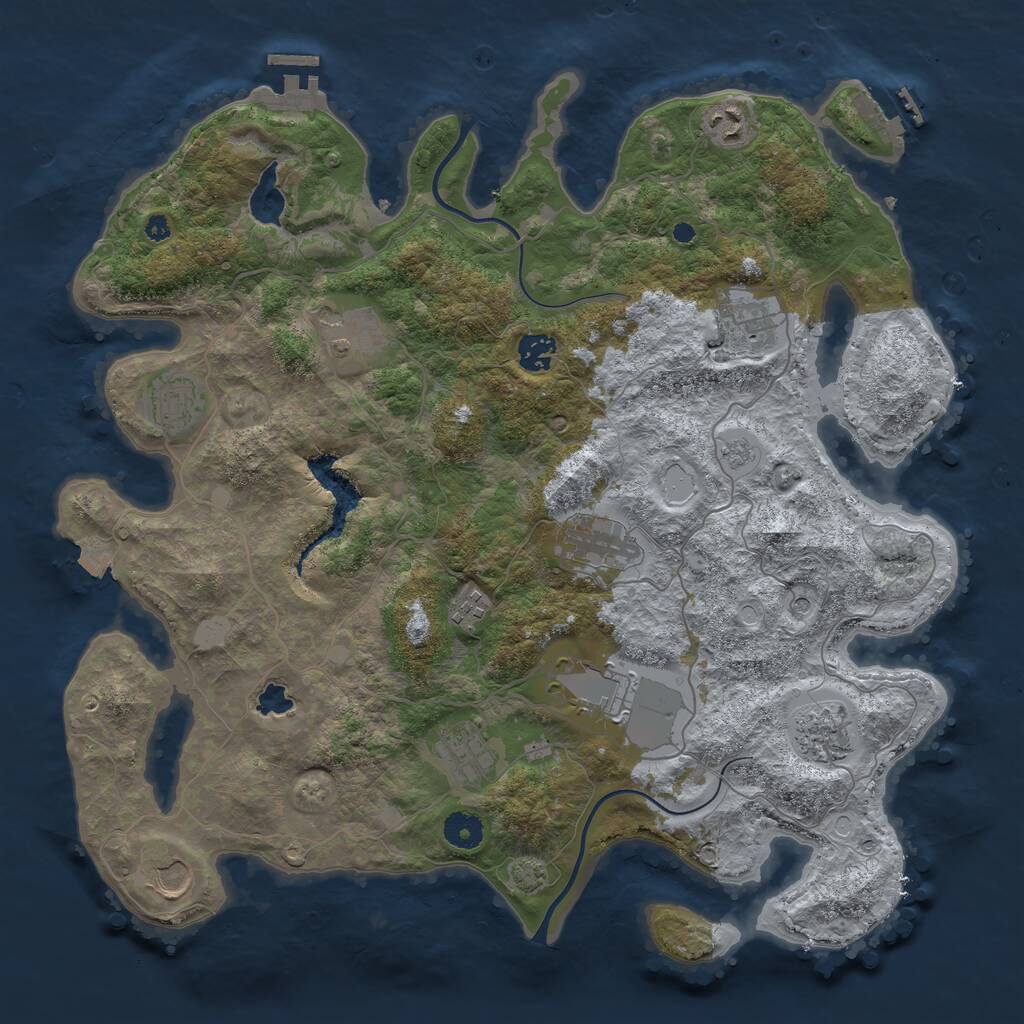 Rust Map: Procedural Map, Size: 4000, Seed: 731465026, 17 Monuments