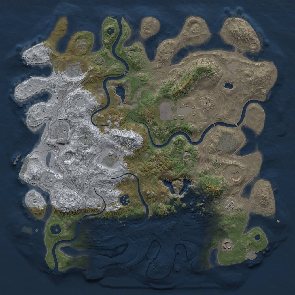 Rust Map: Procedural Map, Size: 4250, Seed: 1018102298, 16 Monuments