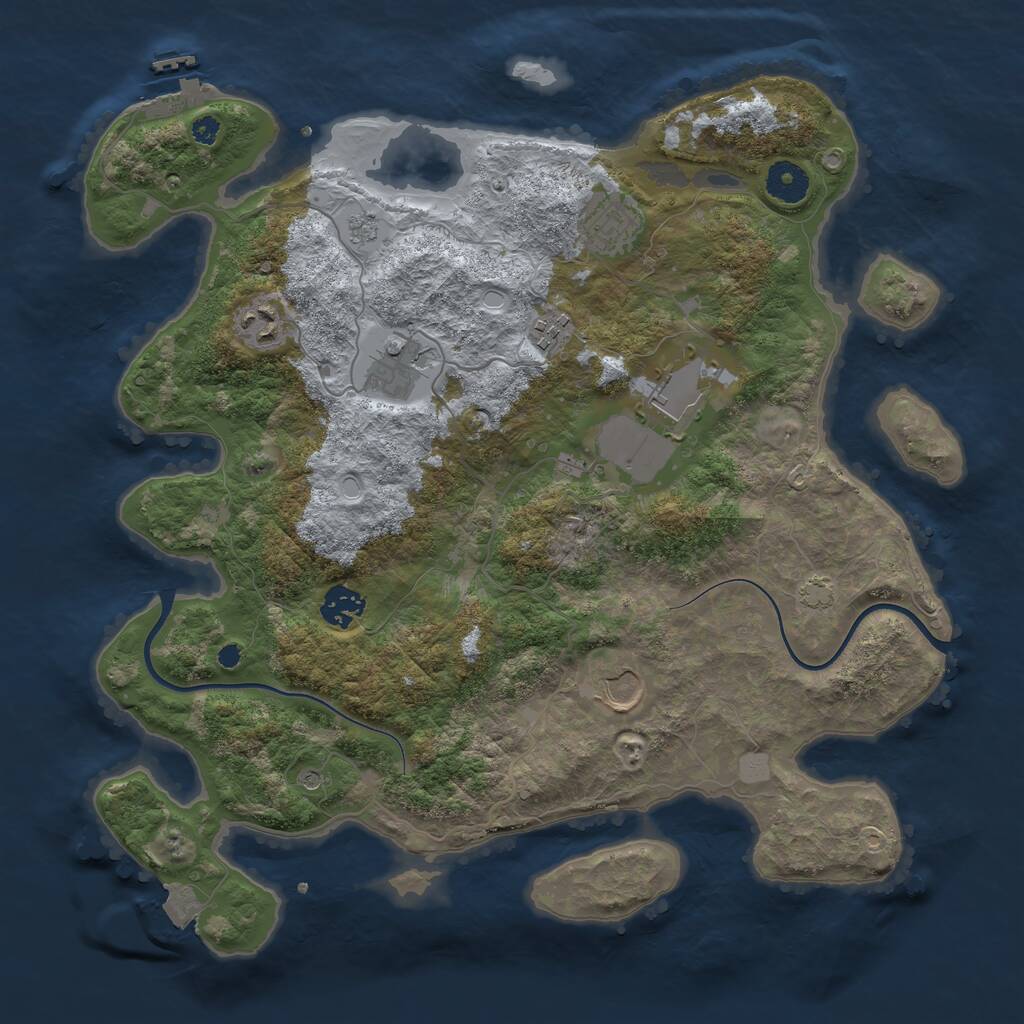 Rust Map: Procedural Map, Size: 3700, Seed: 292823920, 12 Monuments