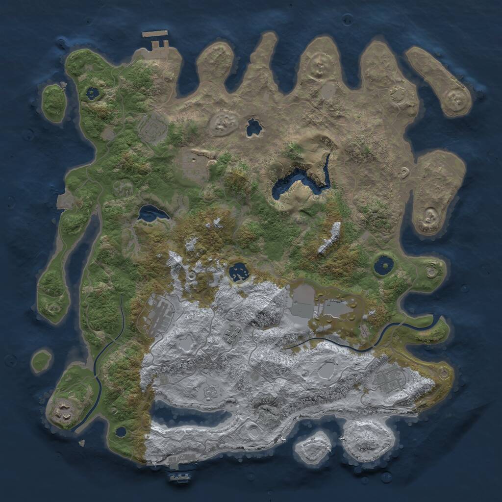 Rust Map: Procedural Map, Size: 4000, Seed: 961164590, 13 Monuments