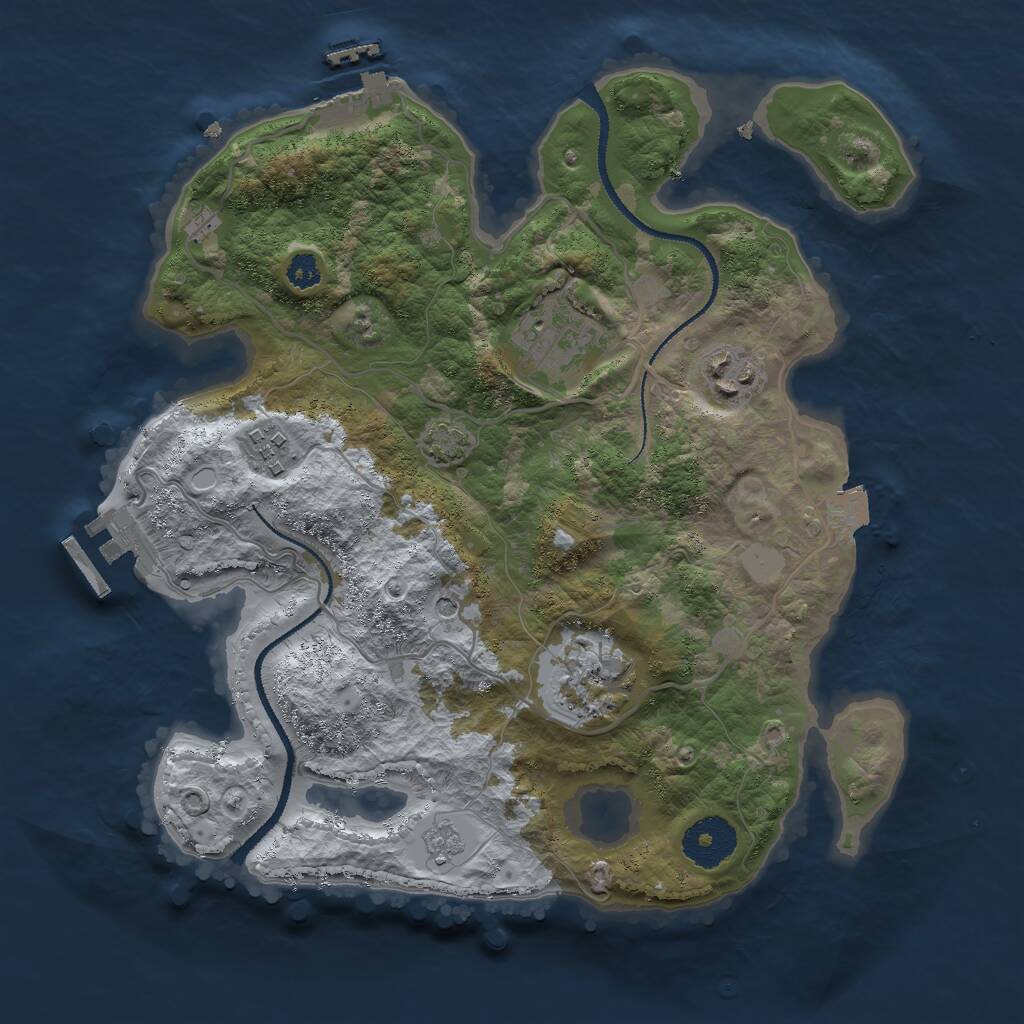 Rust Map: Procedural Map, Size: 3000, Seed: 1402224226, 10 Monuments