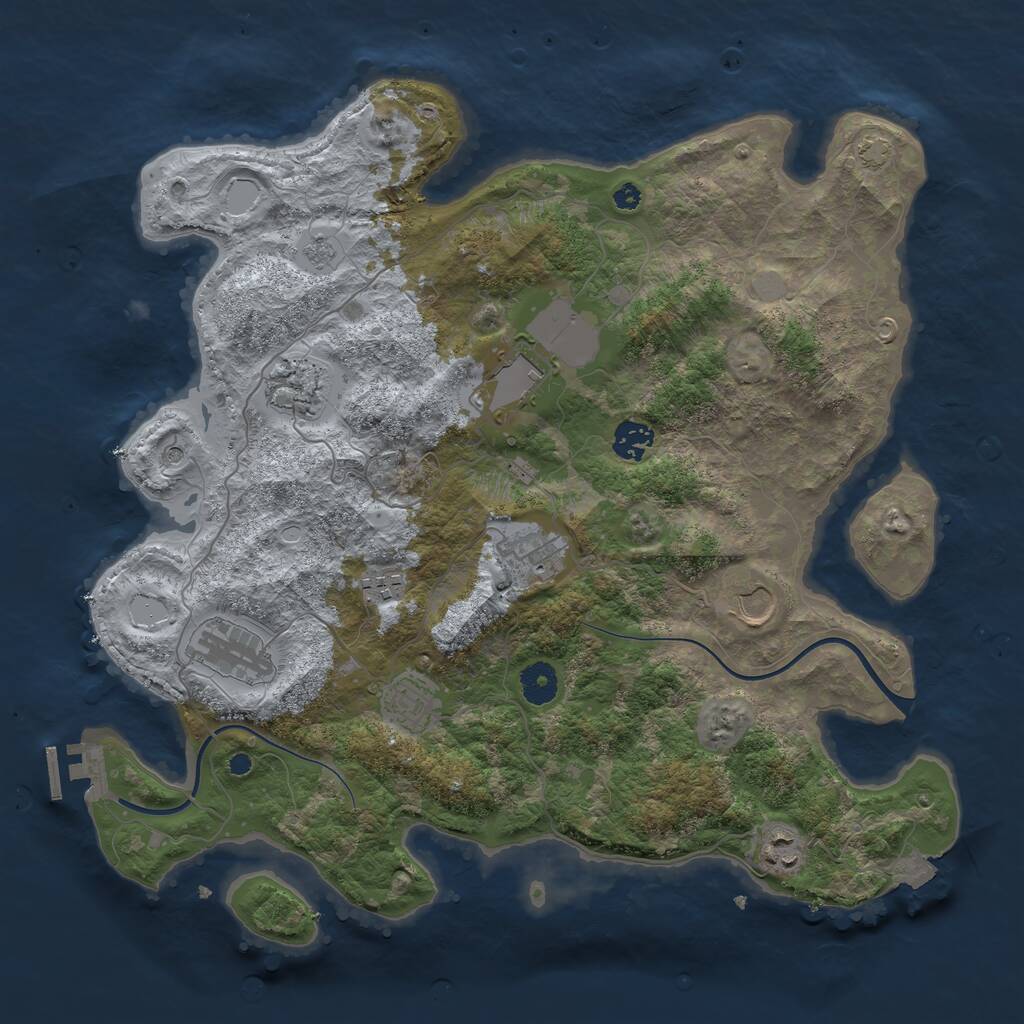 Rust Map: Procedural Map, Size: 3860, Seed: 1851400009, 14 Monuments