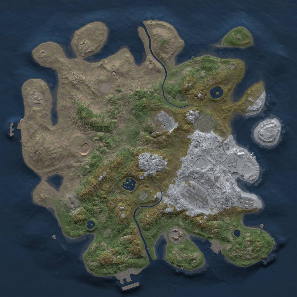 Rust Map: Procedural Map, Size: 3500, Seed: 1007966410, 12 Monuments