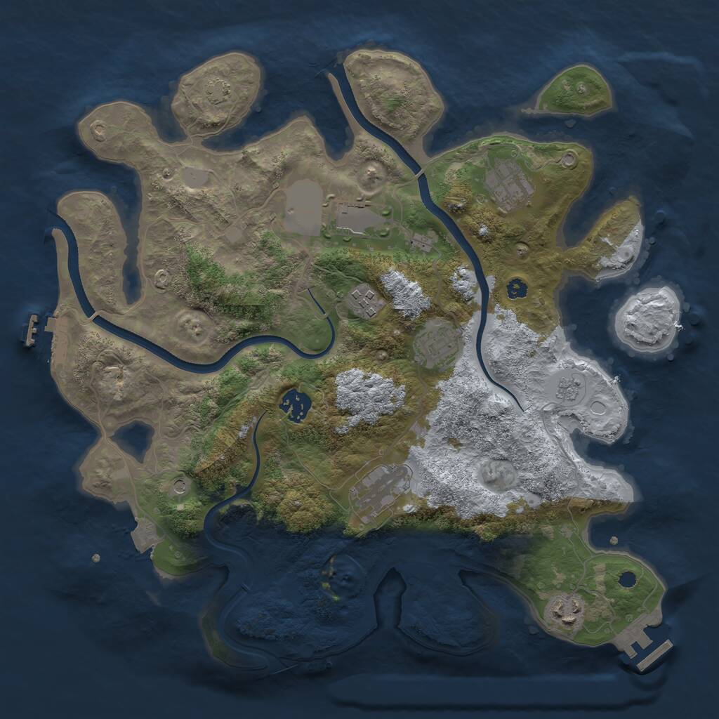 Rust Map: Procedural Map, Size: 3500, Seed: 1007966410, 13 Monuments