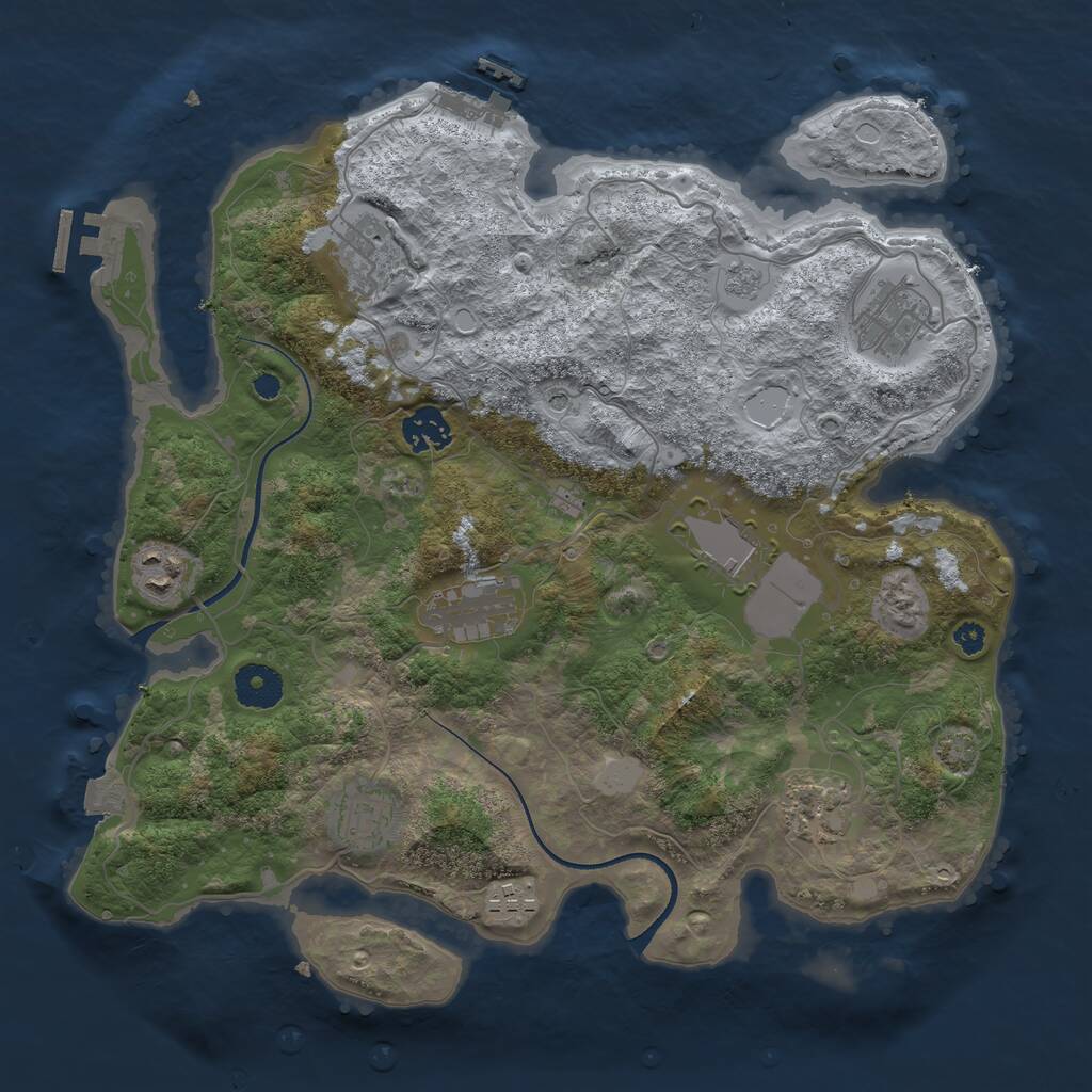 Rust Map: Procedural Map, Size: 3500, Seed: 2025054446, 15 Monuments