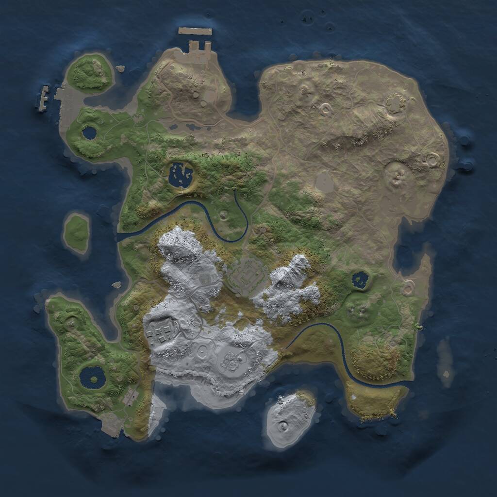 Rust Map: Procedural Map, Size: 3000, Seed: 1991338031, 8 Monuments