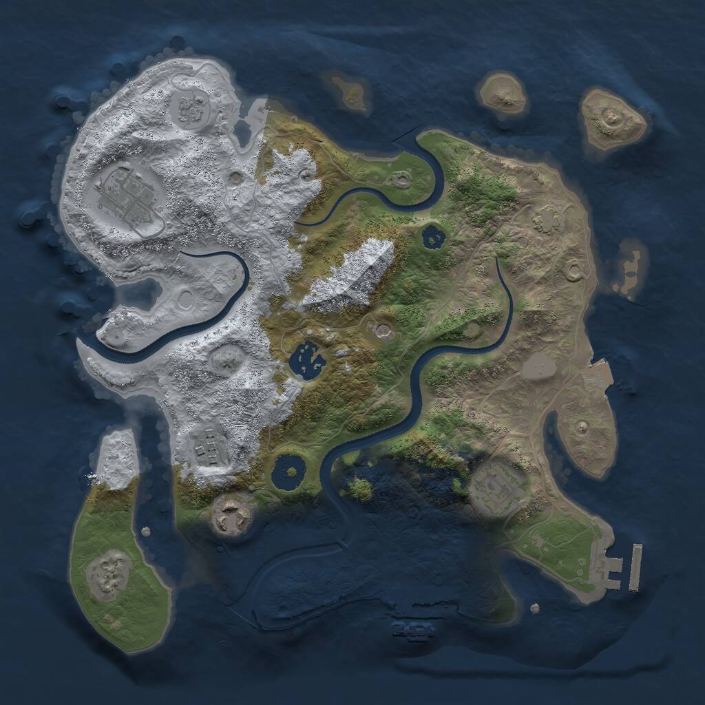 Rust Map: Procedural Map, Size: 3000, Seed: 1345323601, 11 Monuments