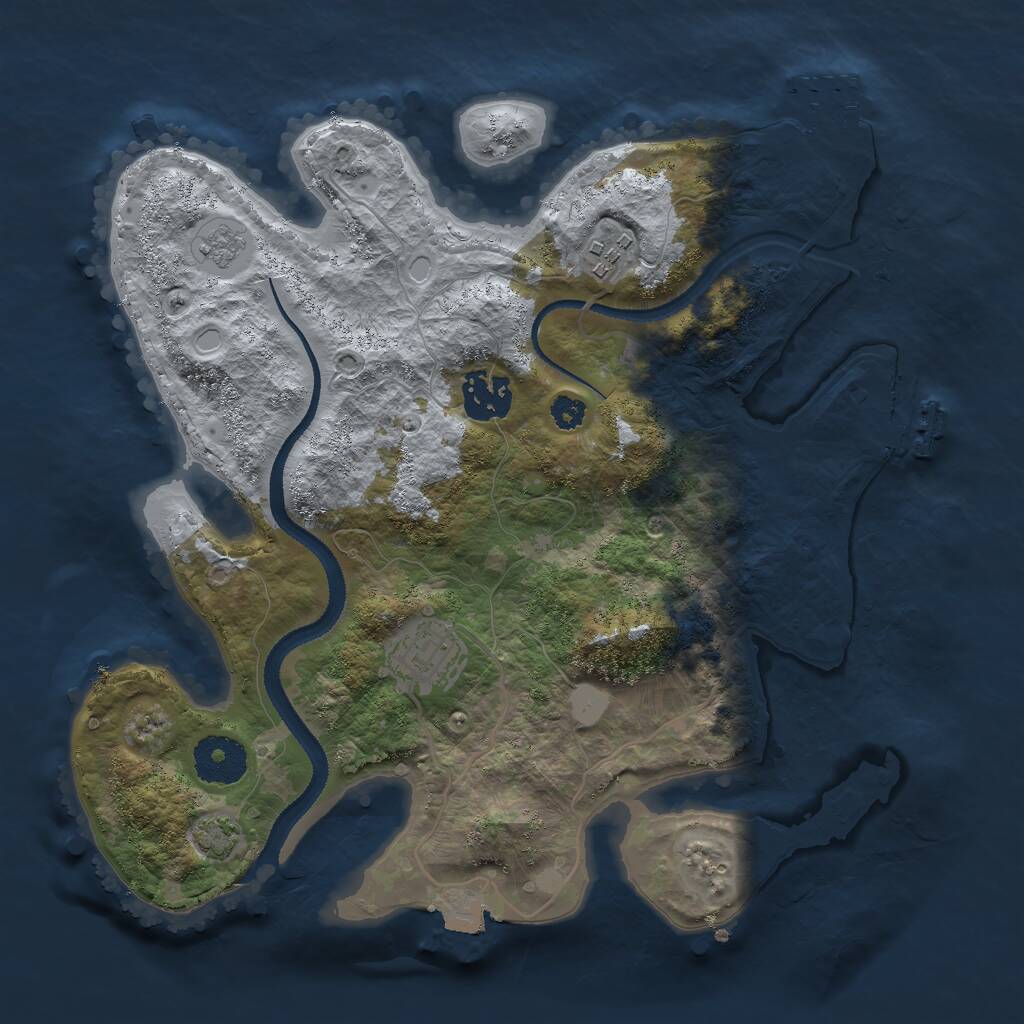 Rust Map: Procedural Map, Size: 3000, Seed: 33686, 8 Monuments