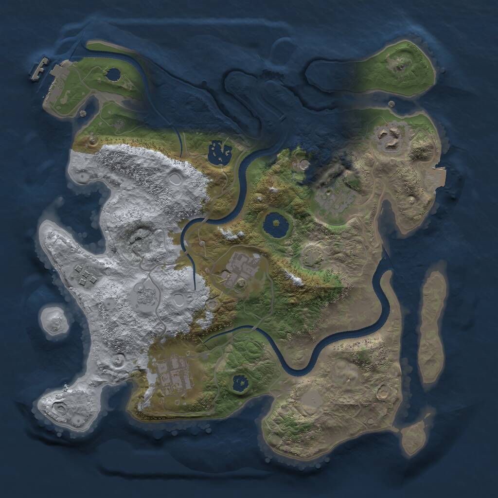 Rust Map: Procedural Map, Size: 3000, Seed: 304527689, 11 Monuments