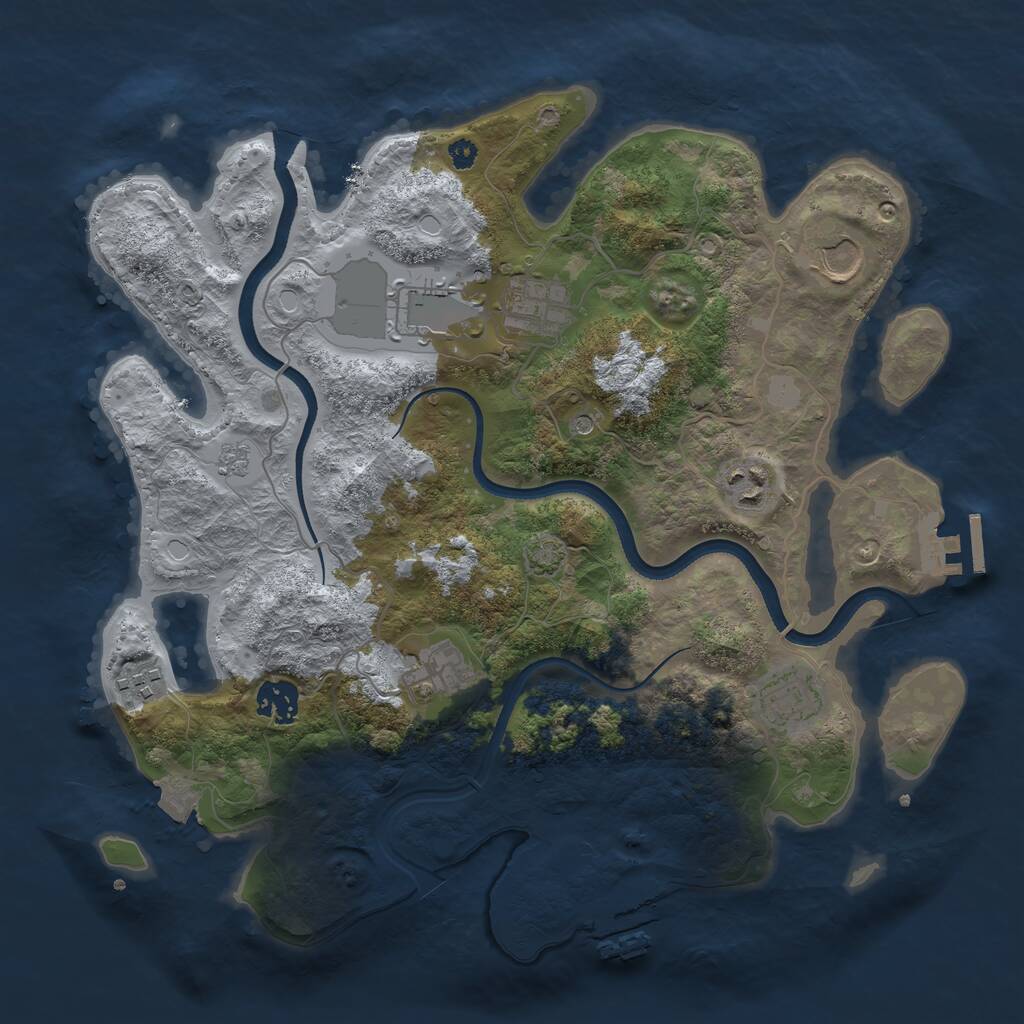 Rust Map: Procedural Map, Size: 3500, Seed: 471213, 14 Monuments