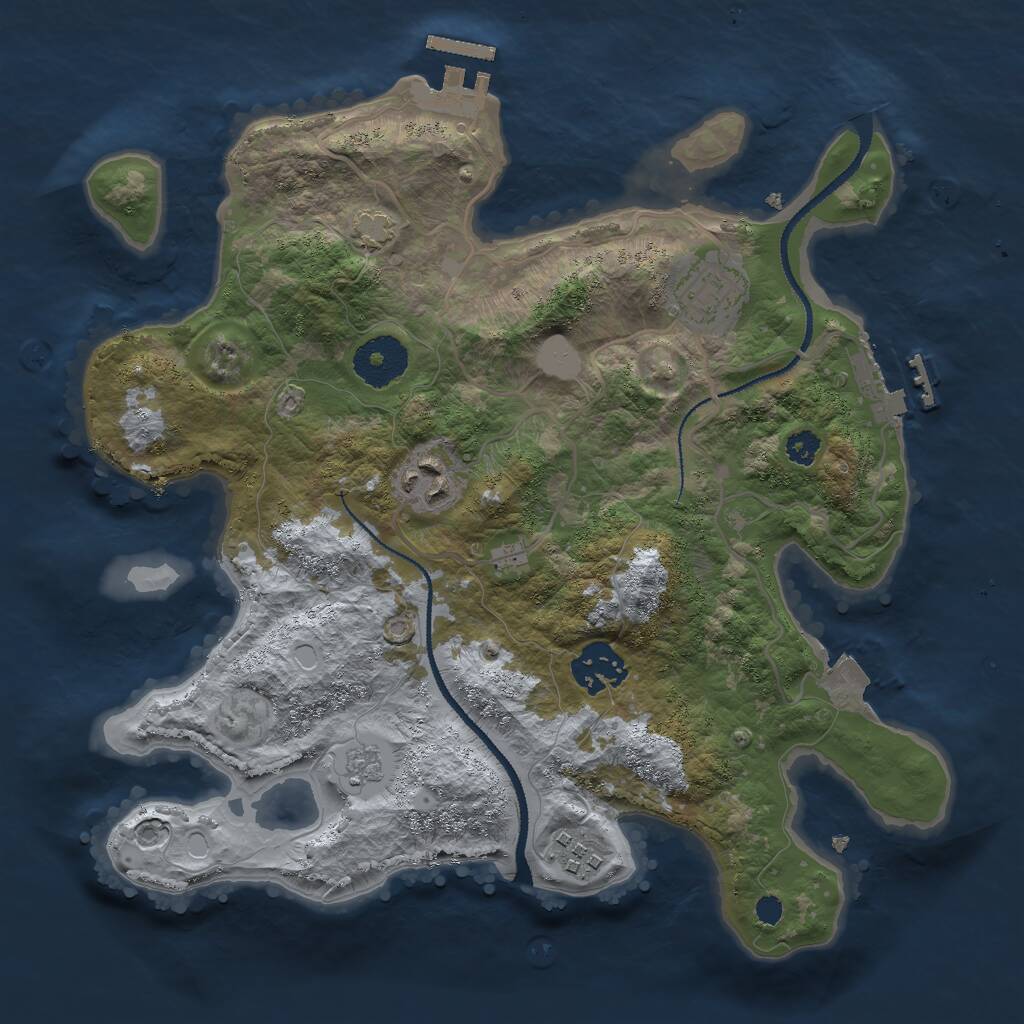 Rust Map: Procedural Map, Size: 3000, Seed: 87883, 9 Monuments