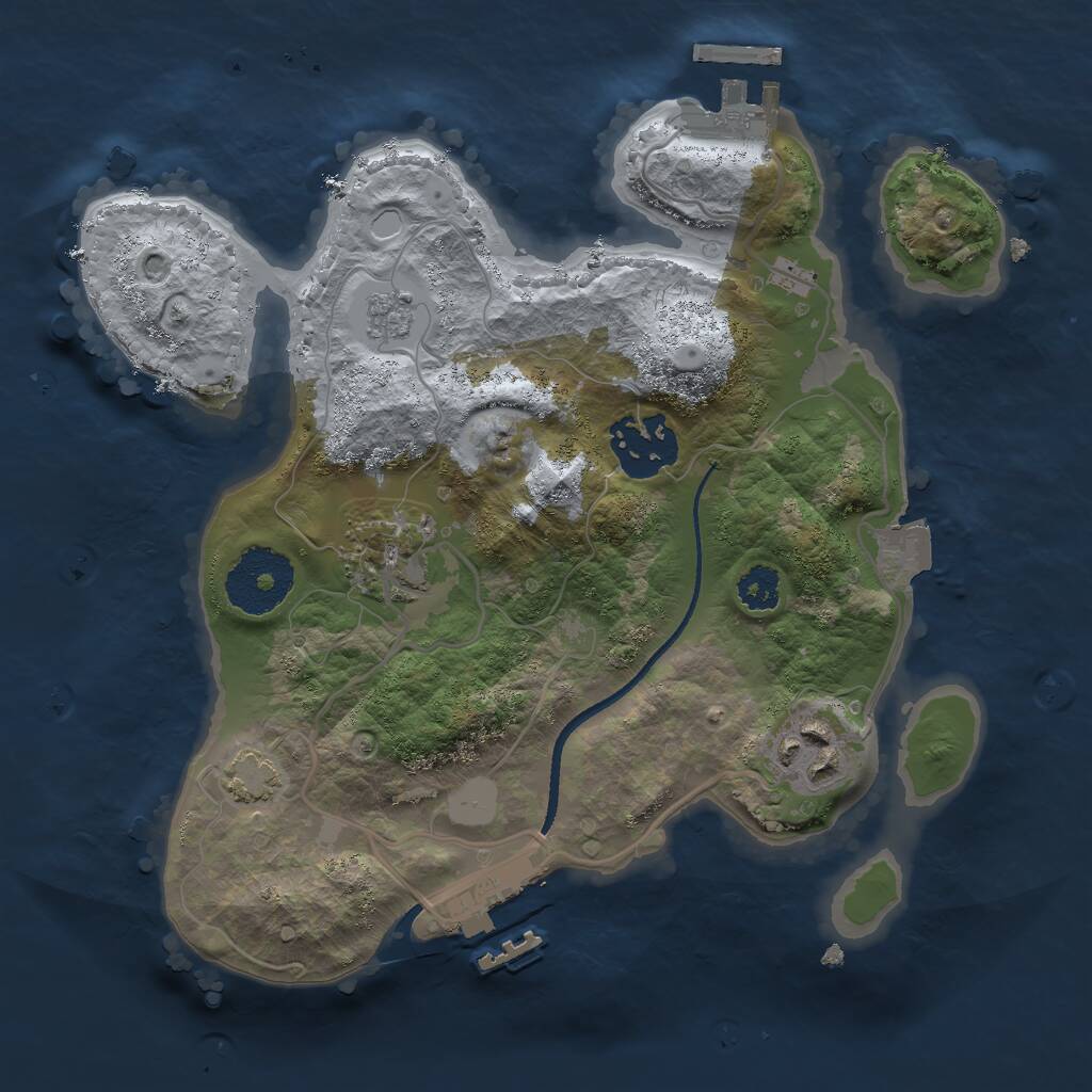 Rust Map: Procedural Map, Size: 2500, Seed: 766248, 8 Monuments