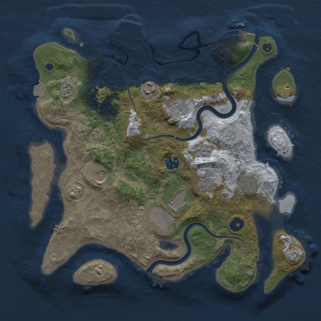 Rust Map: Procedural Map, Size: 3500, Seed: 268346524, 13 Monuments
