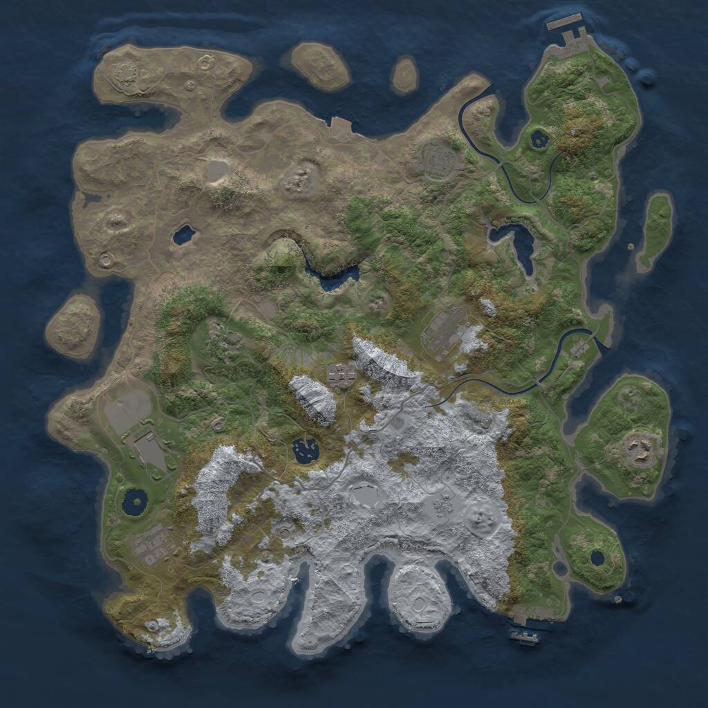 Rust Map: Procedural Map, Size: 4000, Seed: 657354, 14 Monuments