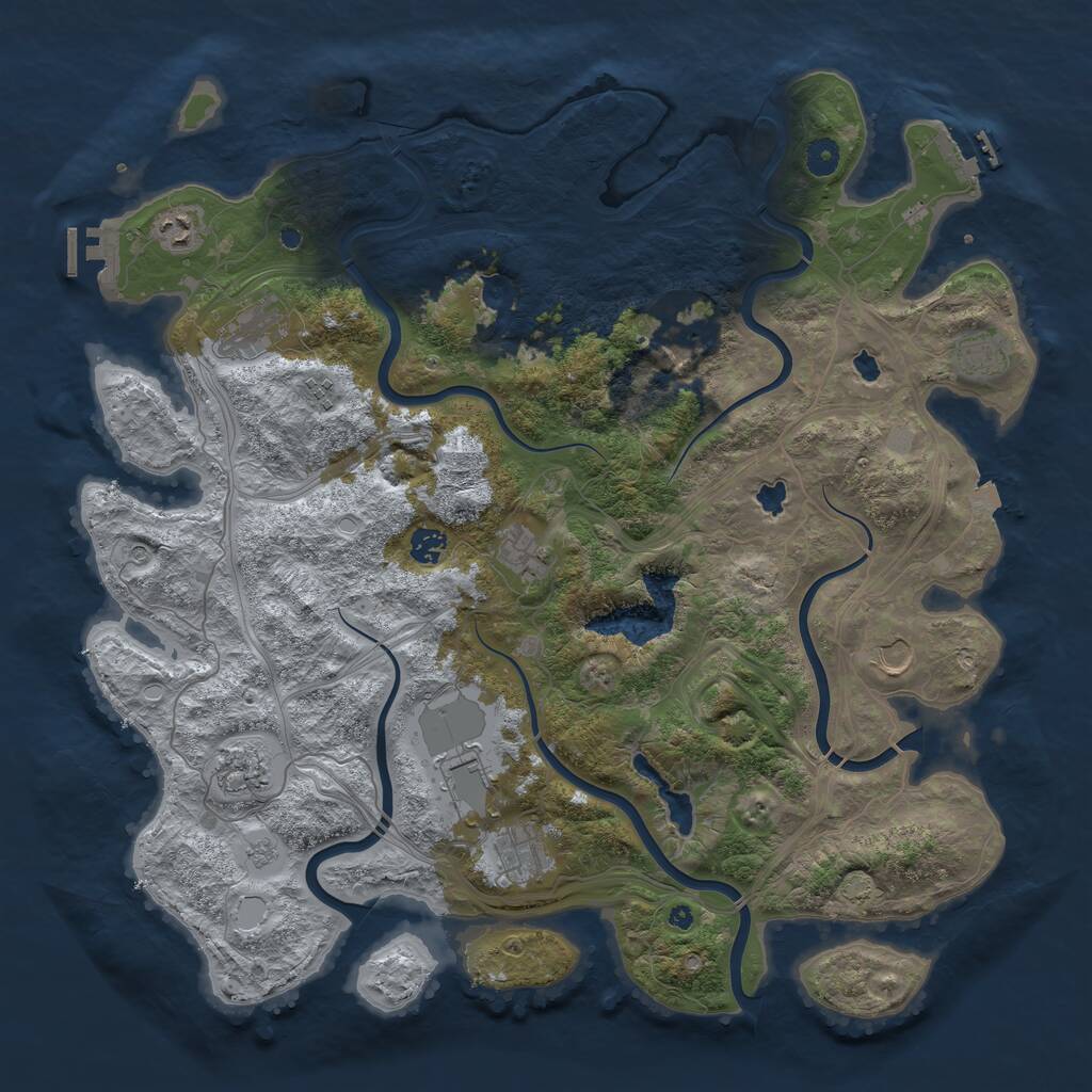 Rust Map: Procedural Map, Size: 4500, Seed: 1977851678, 17 Monuments