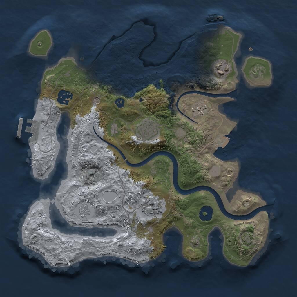 Rust Map: Procedural Map, Size: 3000, Seed: 407, 11 Monuments
