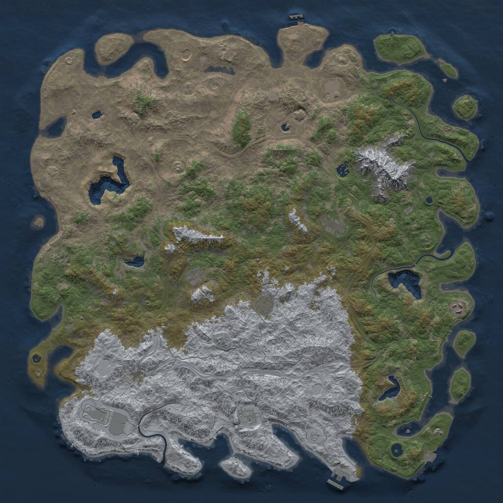 Rust Map: Procedural Map, Size: 6000, Seed: 883344, 17 Monuments