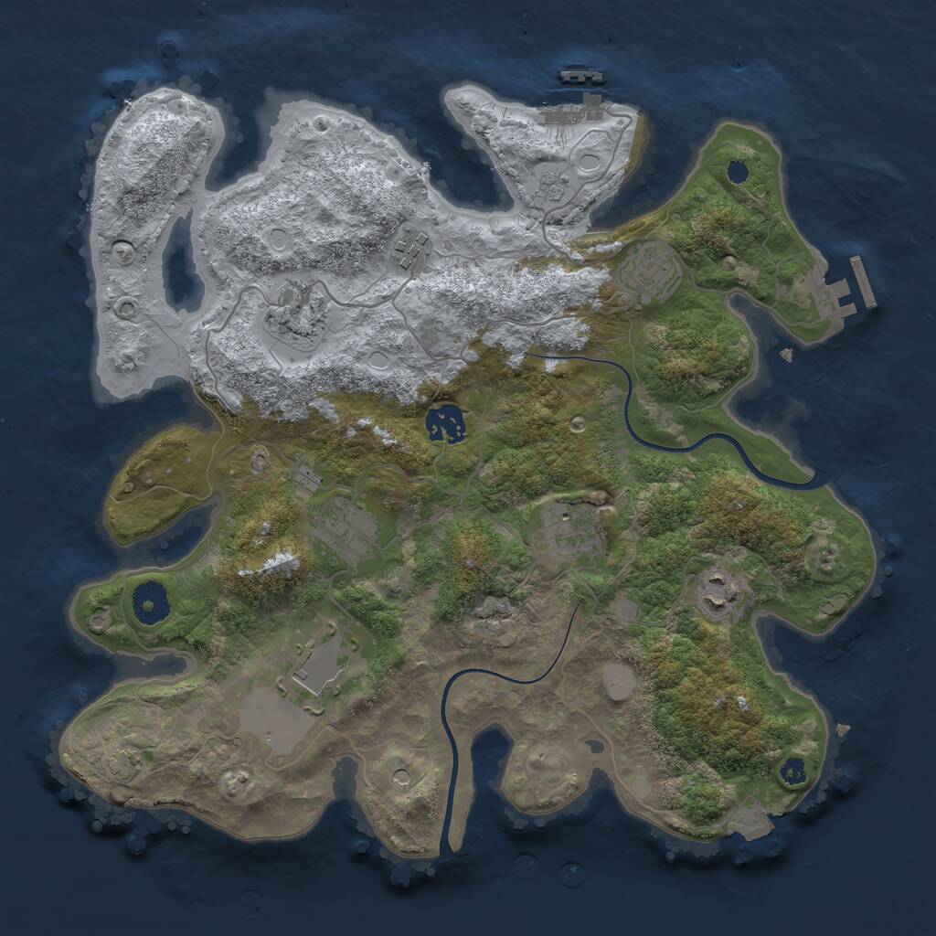 Rust Map: Procedural Map, Size: 3500, Seed: 1406175845, 14 Monuments