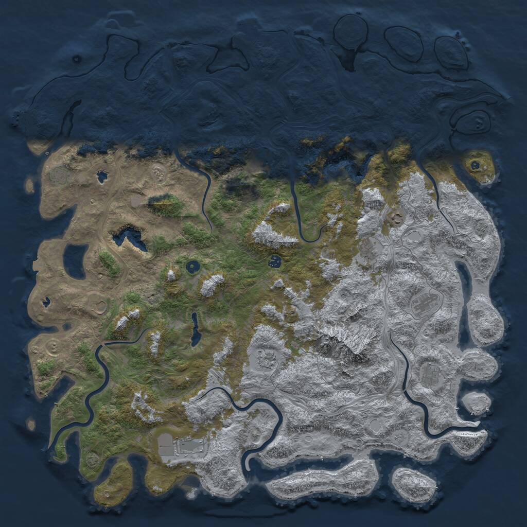 Rust Map: Procedural Map, Size: 6000, Seed: 245451, 17 Monuments