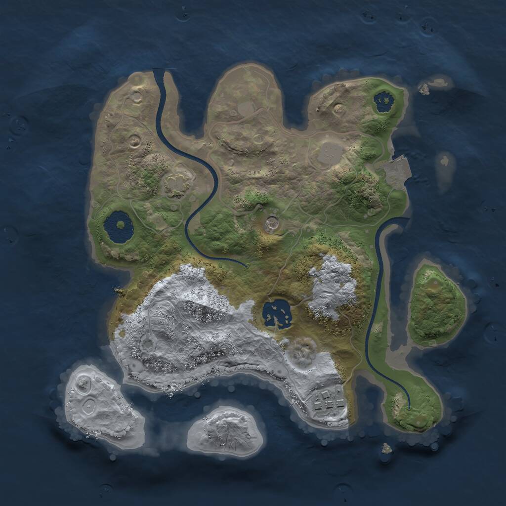 Rust Map: Procedural Map, Size: 2500, Seed: 1253802668, 5 Monuments