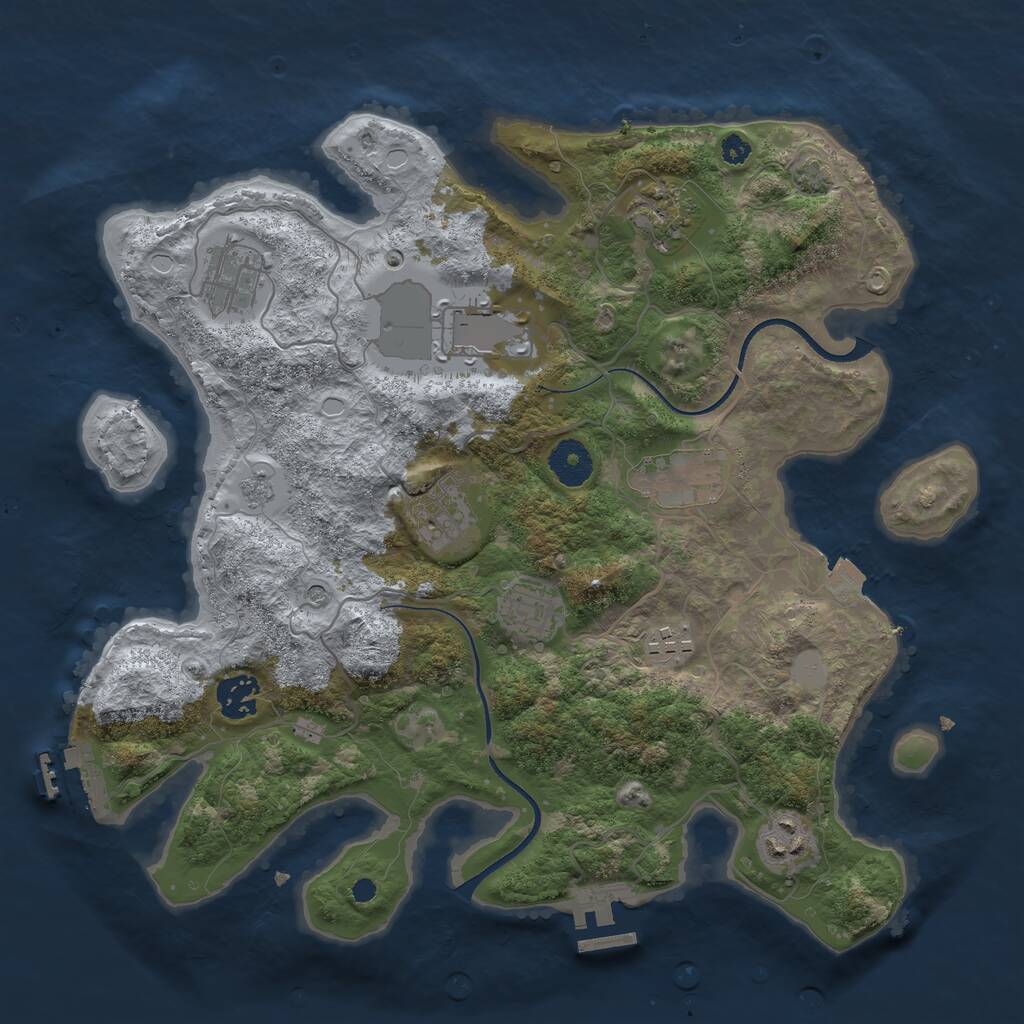 Rust Map: Procedural Map, Size: 3500, Seed: 744561548, 15 Monuments